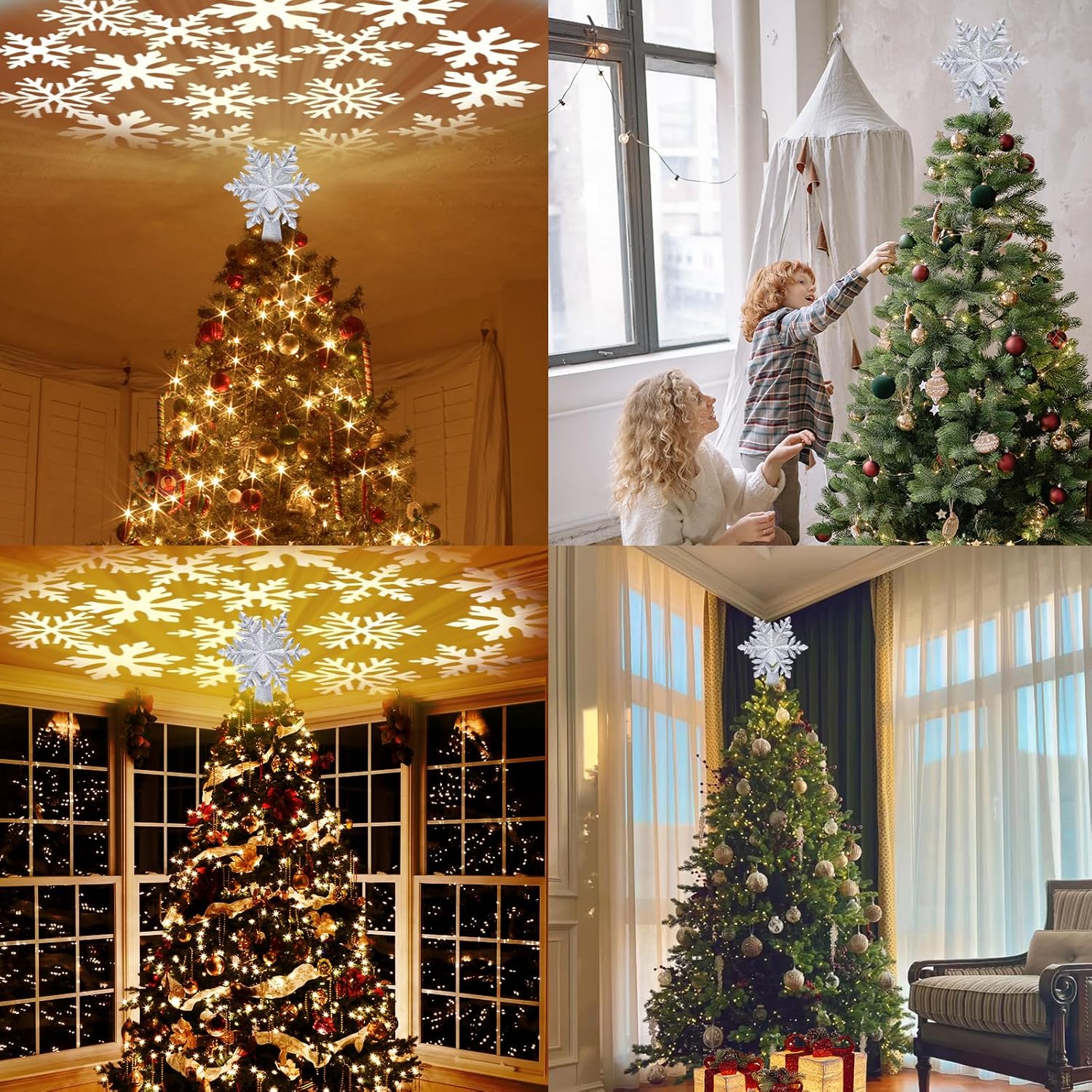 HOLIDAY MAGIC Christmas Tree Topper Light – Family-Safe Holiday Decor for Living Room with Kids and Pets