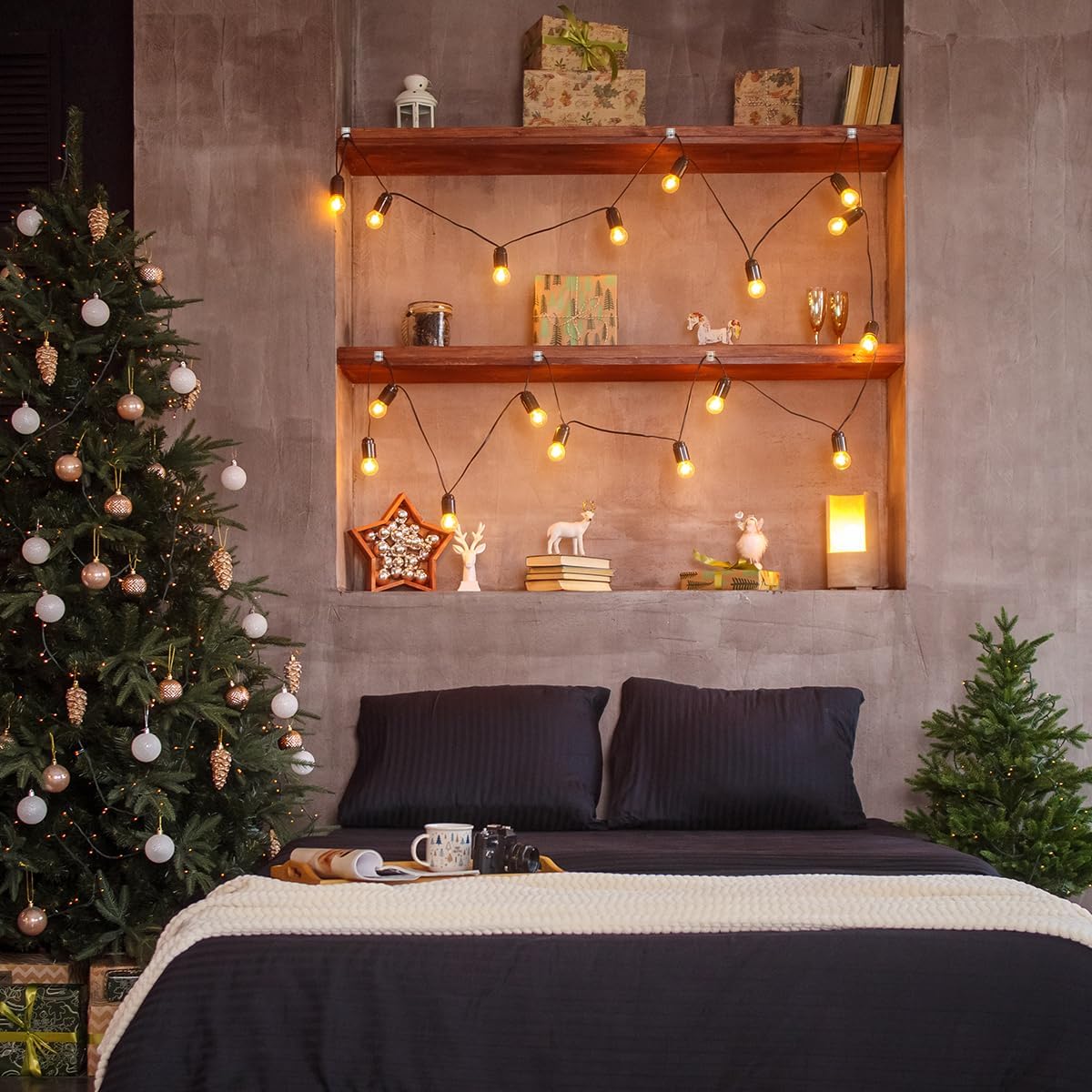 HOLIDAYOWL Clear Cable Clips for Bedroom Aesthetic, No-Drill Adhesive Hooks for String Lights and Cord Organization on Walls