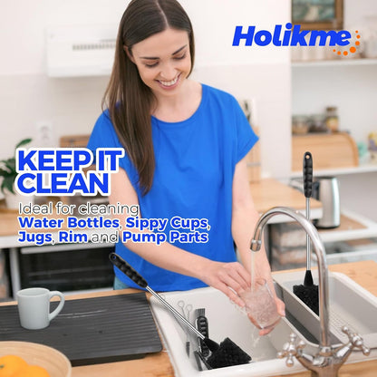 Holikme Long Handle Bottle Brush – Quick-Rinse Office Companion for Standing Desk Bottles, Coffee Carafes, and Shared Kitchens