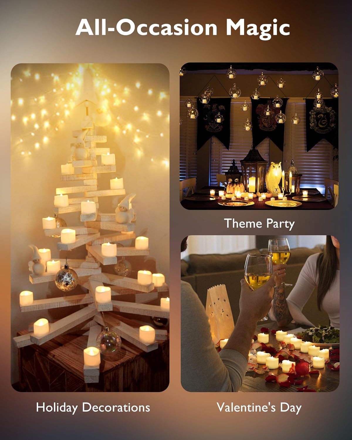 Homemory 48-Pack Waterproof LED Tea Lights – Wind-Proof Battery Candles for Patio Tables, Garden Parties & Outdoor Dining