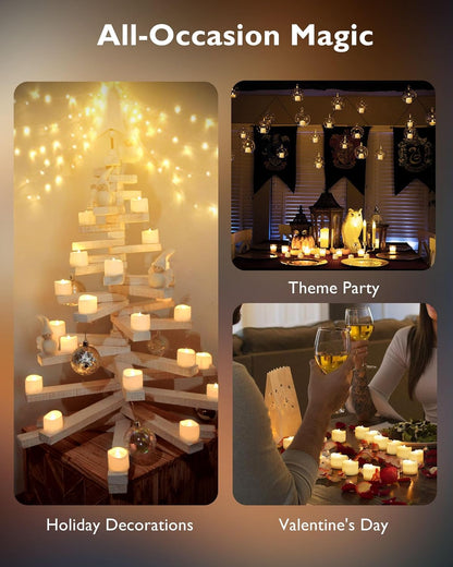 Homemory 48-Pack Waterproof LED Tea Lights – Wind-Proof Battery Candles for Patio Tables, Garden Parties & Outdoor Dining
