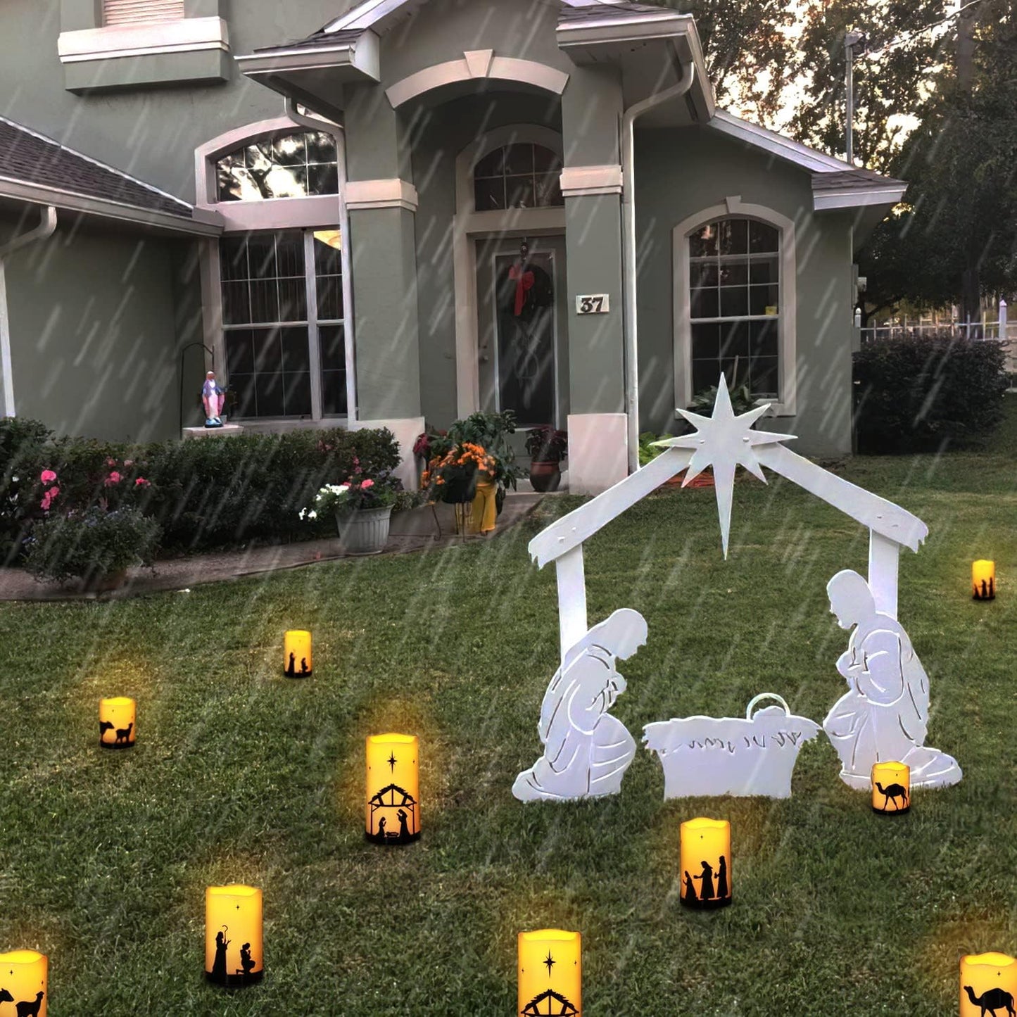 Homemory Child-Safe Nativity LED Candles - Nursery and Playroom Christmas Decor with No Flame, Battery Set of 5
