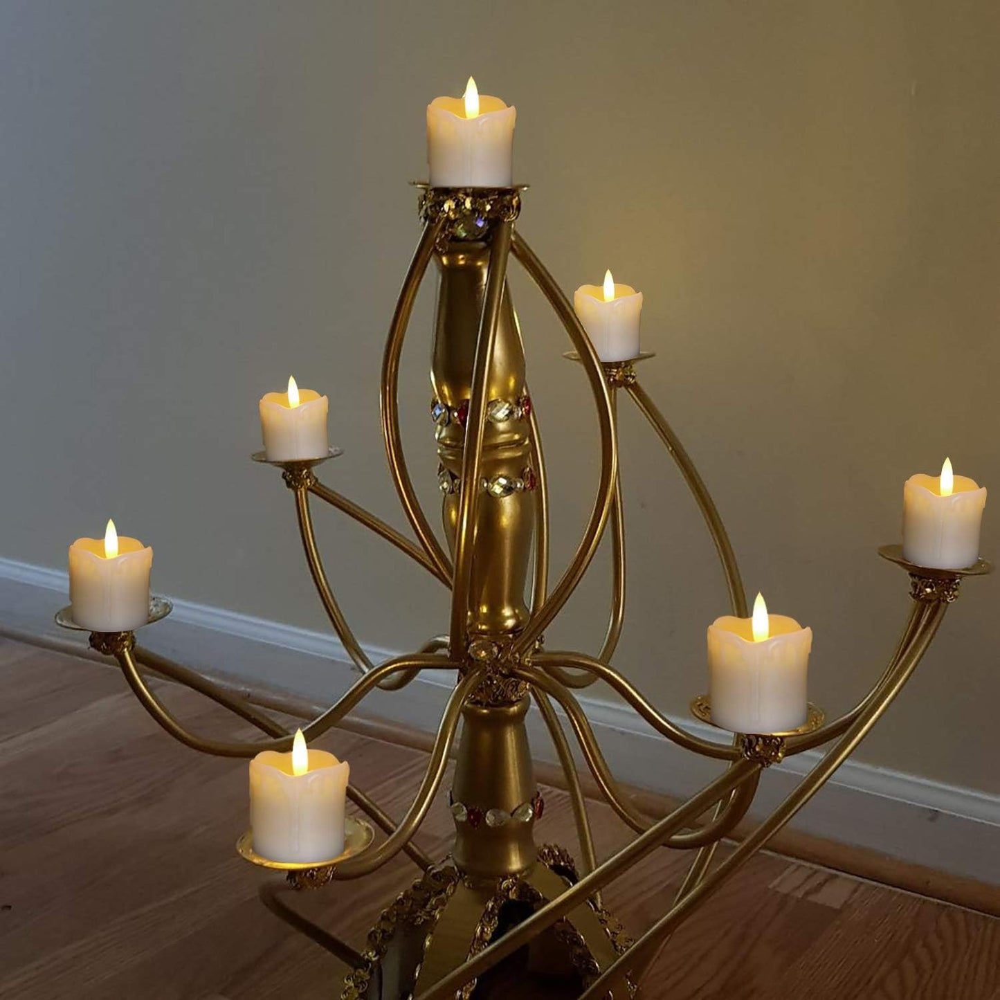 Homemory Drip Timer Votives Real Wax Battery Candles, 6-Count Set for Cozy Bedroom Aesthetic and Holiday Window Sill Styling