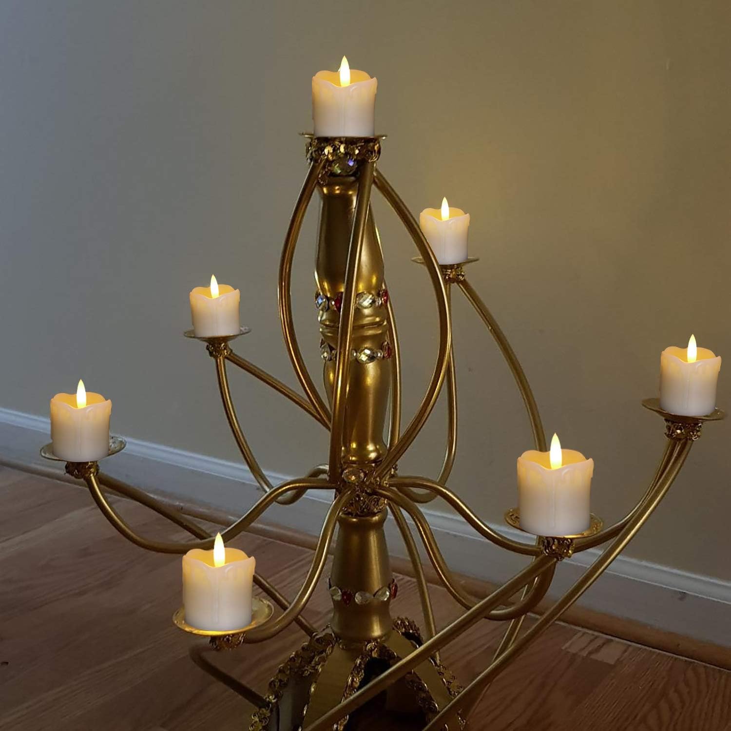 Homemory Drip Timer Votives Real Wax Battery Candles, 6-Count Set for Cozy Bedroom Aesthetic and Holiday Window Sill Styling