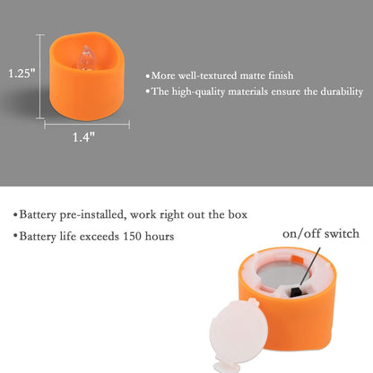 Homemory Orange LED Tea Lights 12 Pack Gift Ready — Thoughtful Housewarming and Hostess Present for Fall Loving Friends and Family