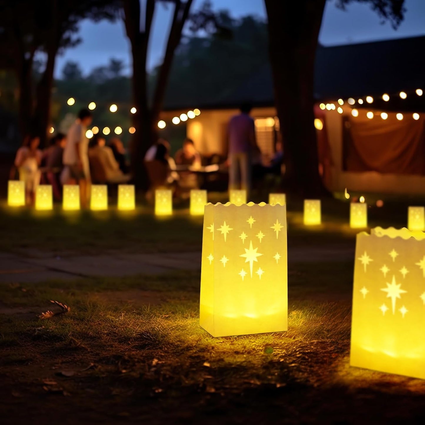 Homemory Star Luminary Bags with LED Tealights – Wind-Proof Patio and Garden Party Lighting