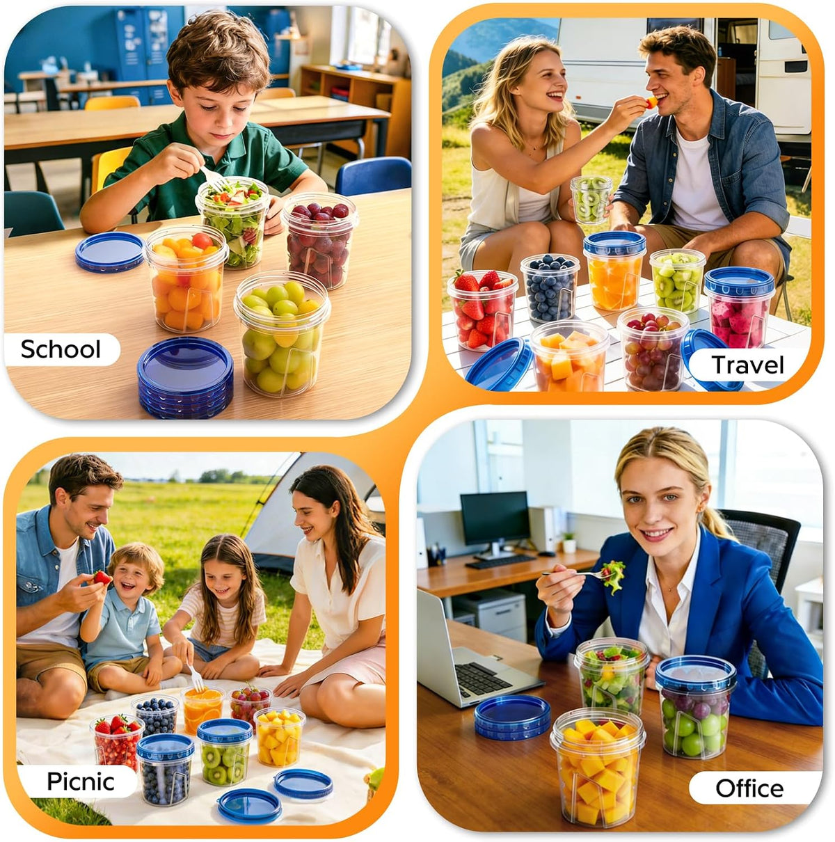 HOMETALL Freezer Storage Containers – Back-to-School Lunch Bundle, 24 oz Clear BPA-Free Twist-Top Containers for Kids