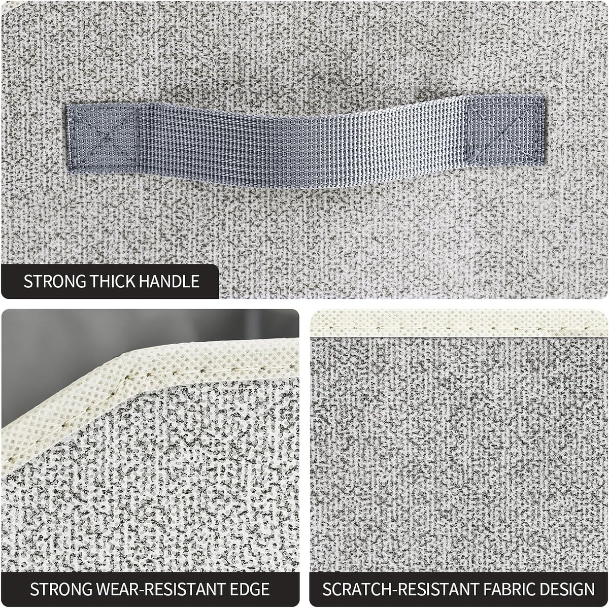 Homsorout Trapezoid Closet Organizer – Light Gray Fabric Bins with Handles for Warm Linen Closet and Cozy Home Styling