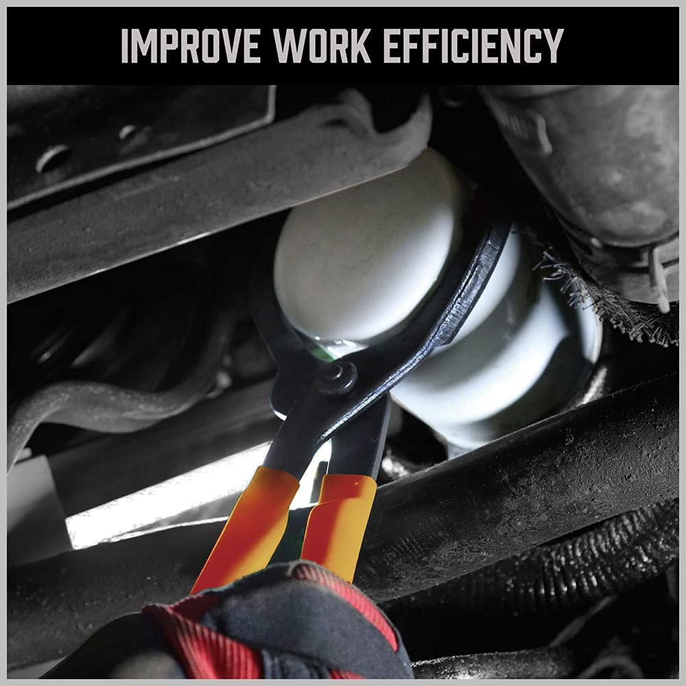 HORUSDY 12" Adjustable Oil Filter Pliers, Adjustable Oil Filter Wrench Removal Tool (Orange) – Slip-Resistant Filter Wrench to Prevent Hand Injuries