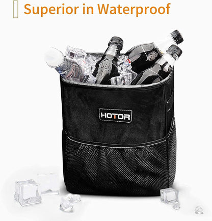 HOTOR Car Trash Can – Versatile Auto Organizer for Road Trips and Tailgating, Folds Flat When Empty