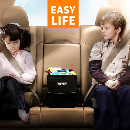 HOTOR Car Trash Can – Versatile Auto Organizer for Road Trips and Tailgating, Folds Flat When Empty