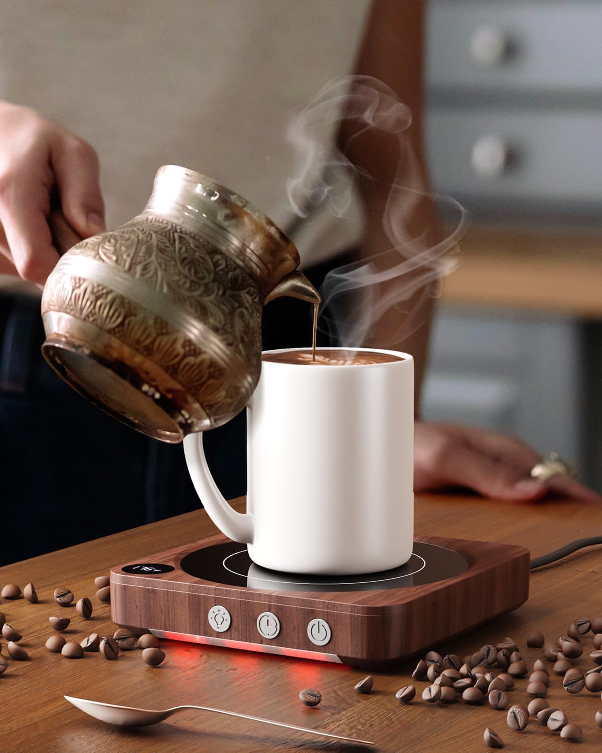 House Gem Holiday Gift Mug Warmer, Cozy Desk Accessory for Coffee Obsessed Friend