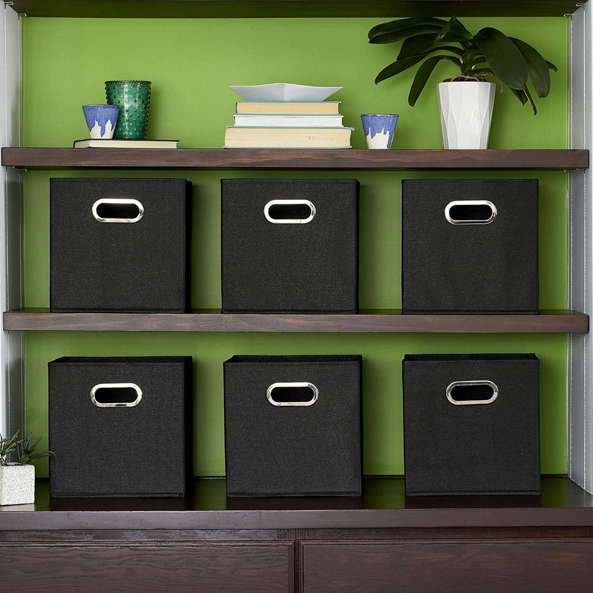 Household Essentials 11 Inch Stackable File and Supply Bins – Work From Home Organizer for Bookshelves and Cubbies