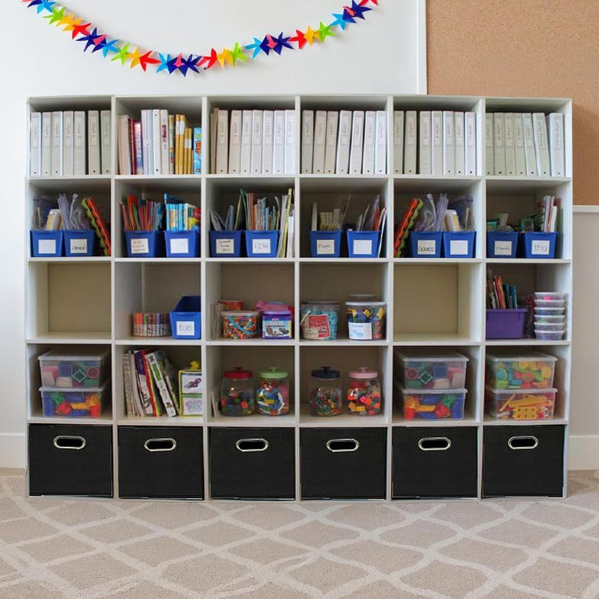 Household Essentials 11 Inch Stackable File and Supply Bins – Work From Home Organizer for Bookshelves and Cubbies