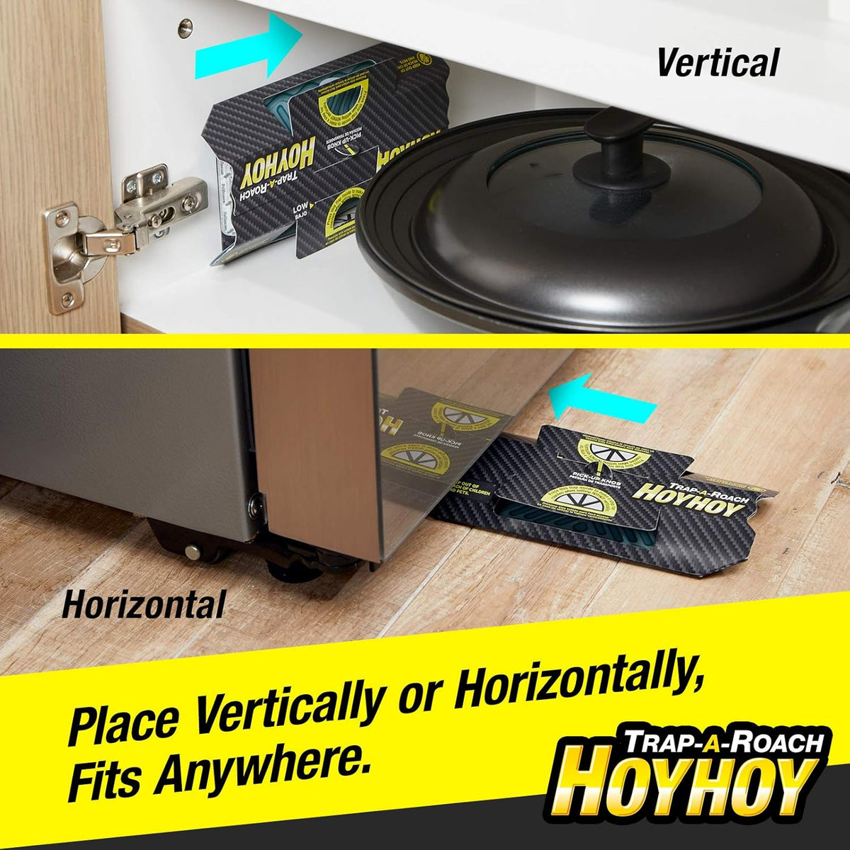 HOY HOY Trap A Roach – Odor-Free Sticky Roach Control for Under-Sink Cabinets, Child and Pet Safe