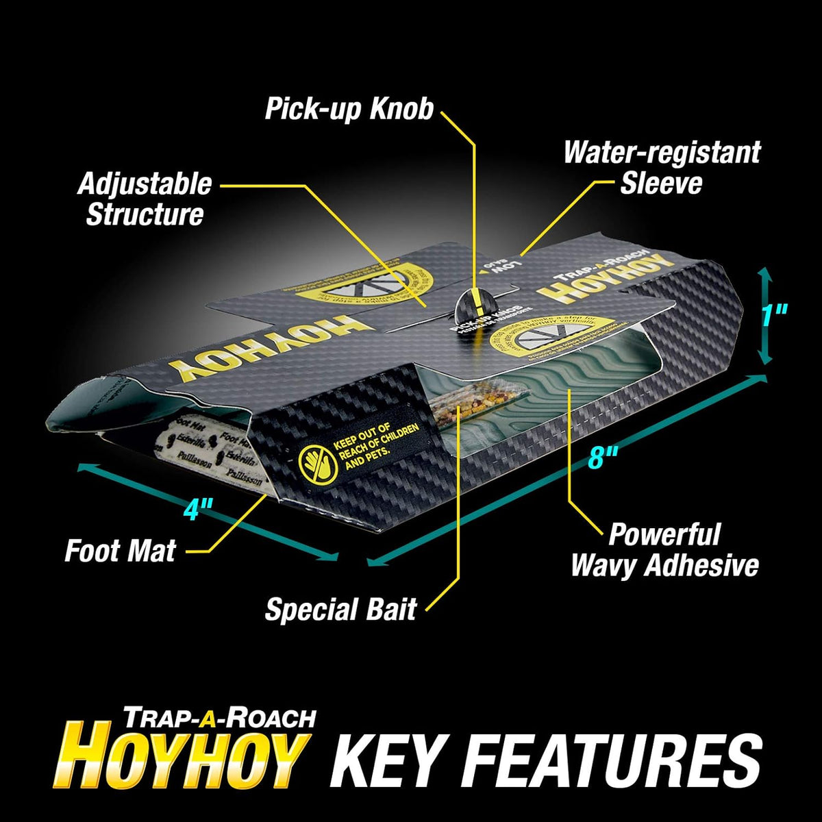 HOY HOY Trap A Roach – Odor-Free Sticky Roach Control for Under-Sink Cabinets, Child and Pet Safe