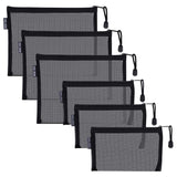 HRX Mesh Pouch Set 6pc – Carry-On Organizer for Cables, Toiletries, and First Aid, A5 + A6 Sizes