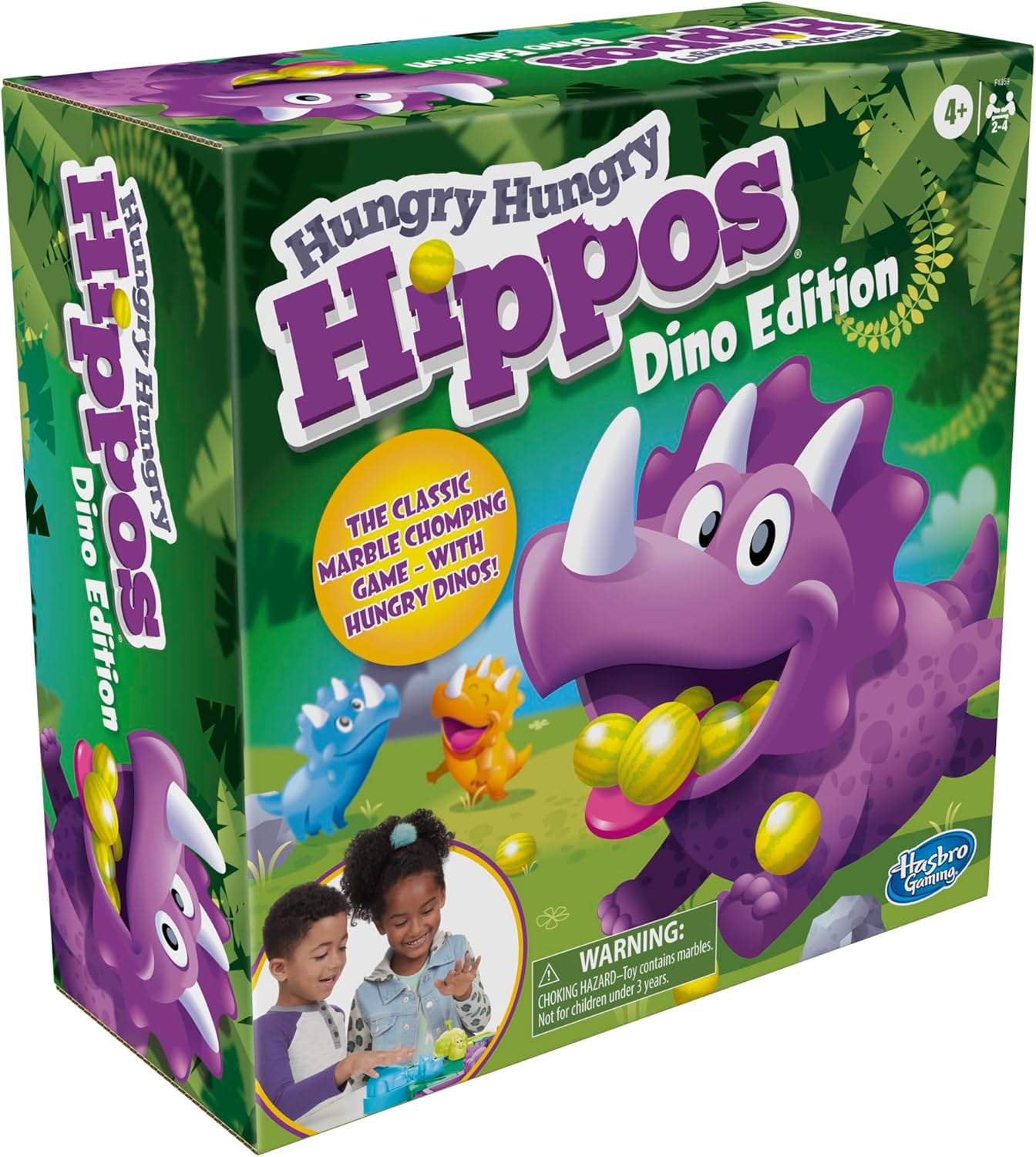 Hungry Hungry Hippos Dino Edition – Simple One-Action Board Game for Uncluttered Playrooms
