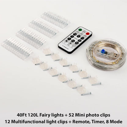 HXWEIYE 40ft USB Fairy Lights with 52 Clips – Romantic Housewarming Gift for Women Who Love Memory Walls