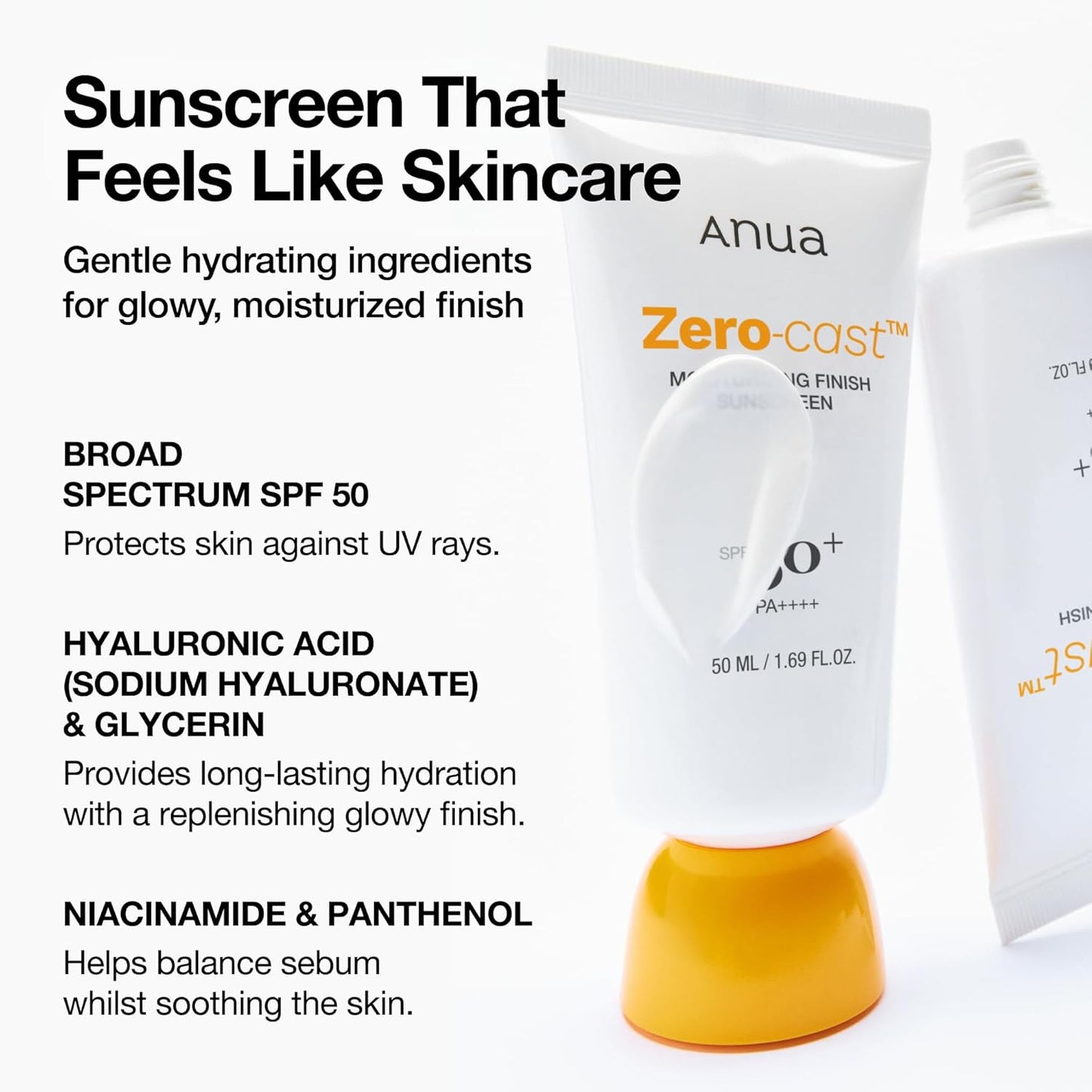 hydrating complex: hyaluronic acid, glycerin, niacinamide, and panthenol