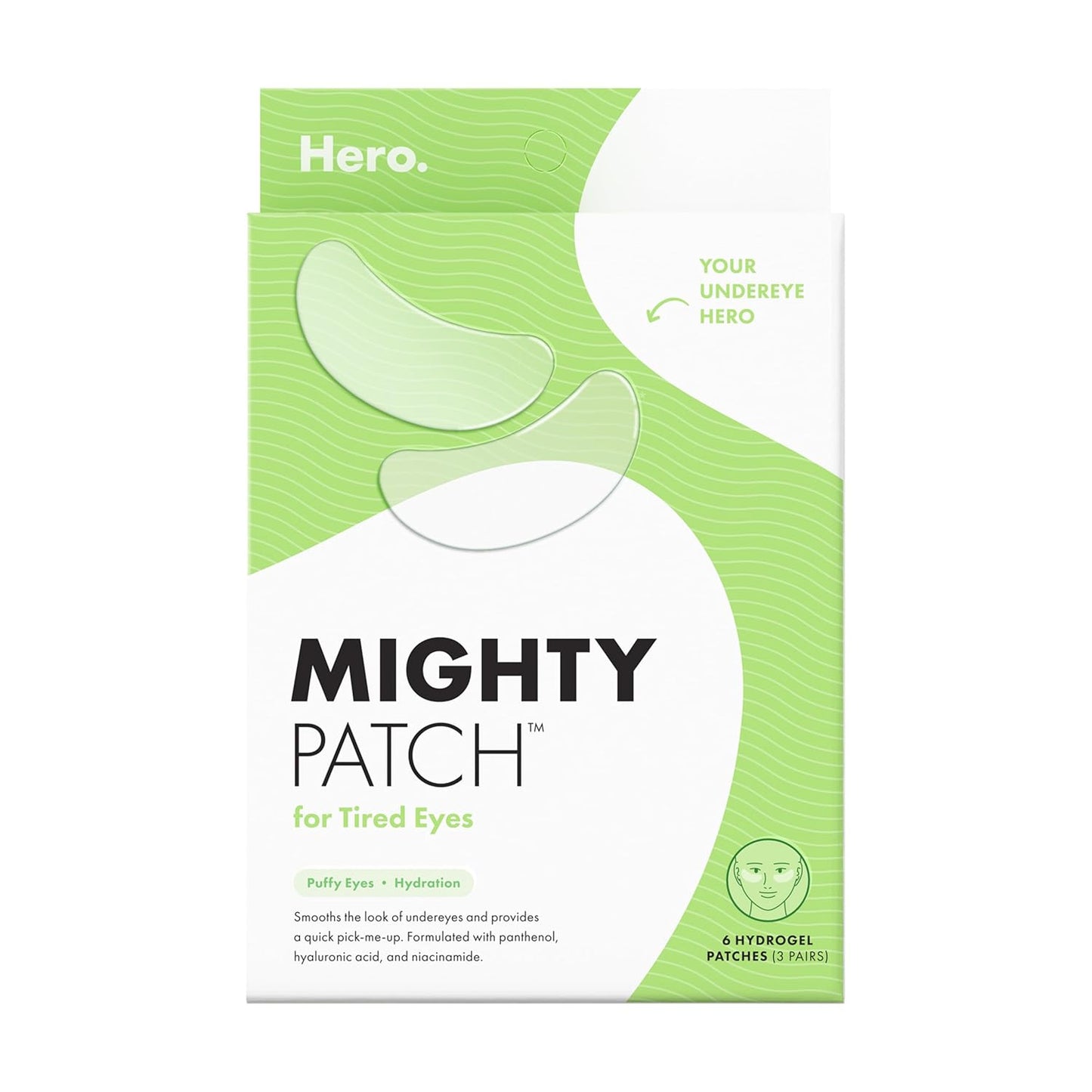 hydrogel patch format infused with niacinamide, tri-hyaluronic acid, panthenol, and allantoin