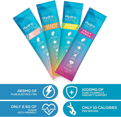 HydroMATE Electrolyte Powder Variety Pack – Steady Focus Hydration for Home Office and Long Workdays