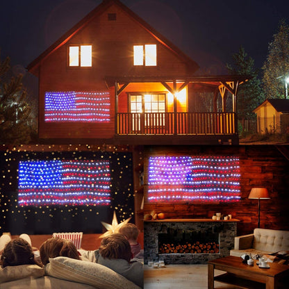 HYH American Flag Net Lights – Flameless, Cool-Touch 110V UL-Certified LED Flag for Kid and Pet Safe Yards