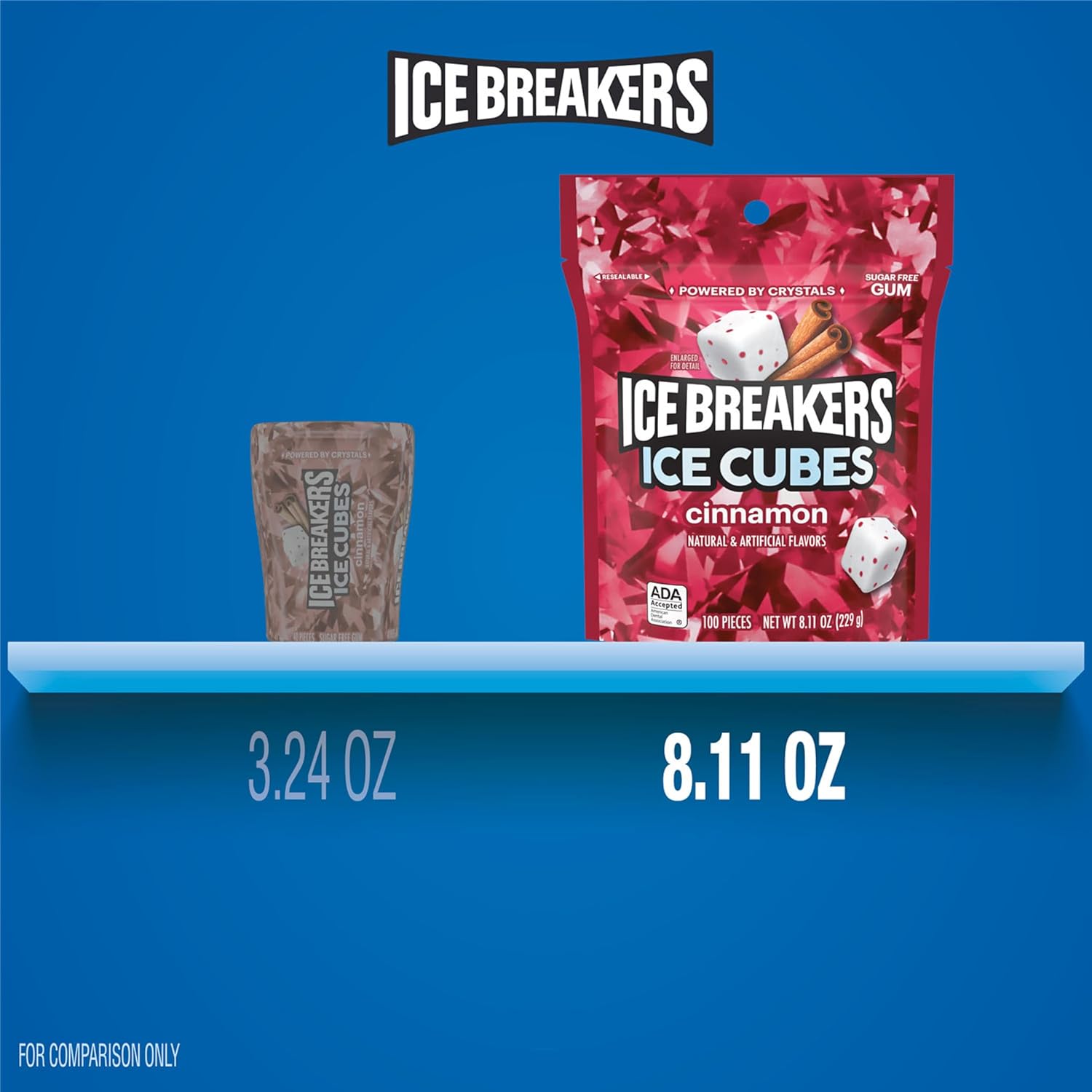ICE BREAKERS Ice Cubes Cinnamon Sugar Free Chewing Gum Pouch – Desk Drawer Focus Companion for Office Professionals and Long Work Sessions