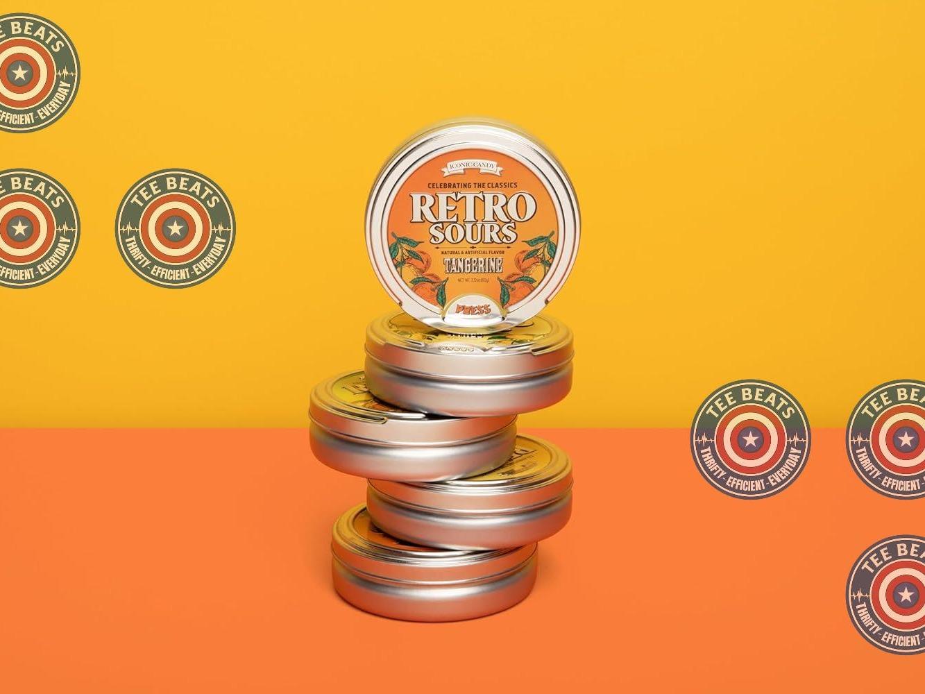 Iconic Candy Retro Sours Hard Tangy Candy Tin – Nostalgic Birthday Gift for Mom, Collectible Citrus Candy Present