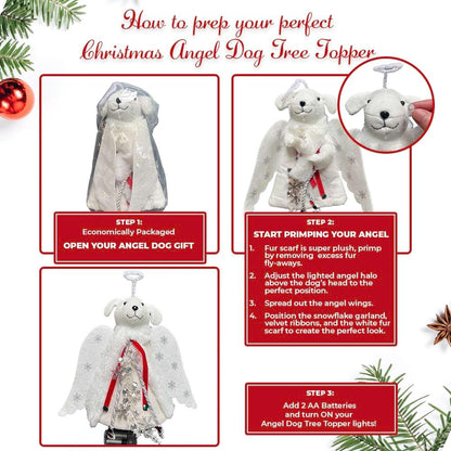 iHeartDogs Christmas Miracle Angel – Battery-Powered Flame-Free Tree Topper Safe for Kids and Pets