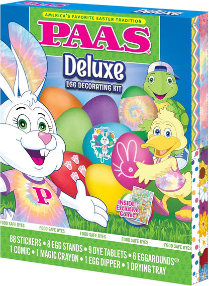 included accessories: stickers, dippers, egg stands, and egg arounds per decorating style