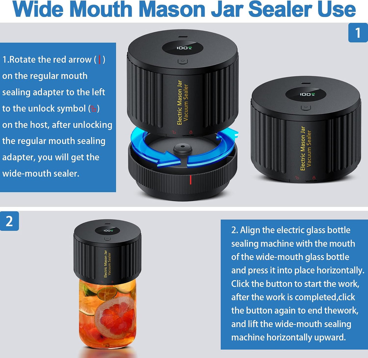 included accessory kit: 5 wide mouth lids and 5 regular mouth lids