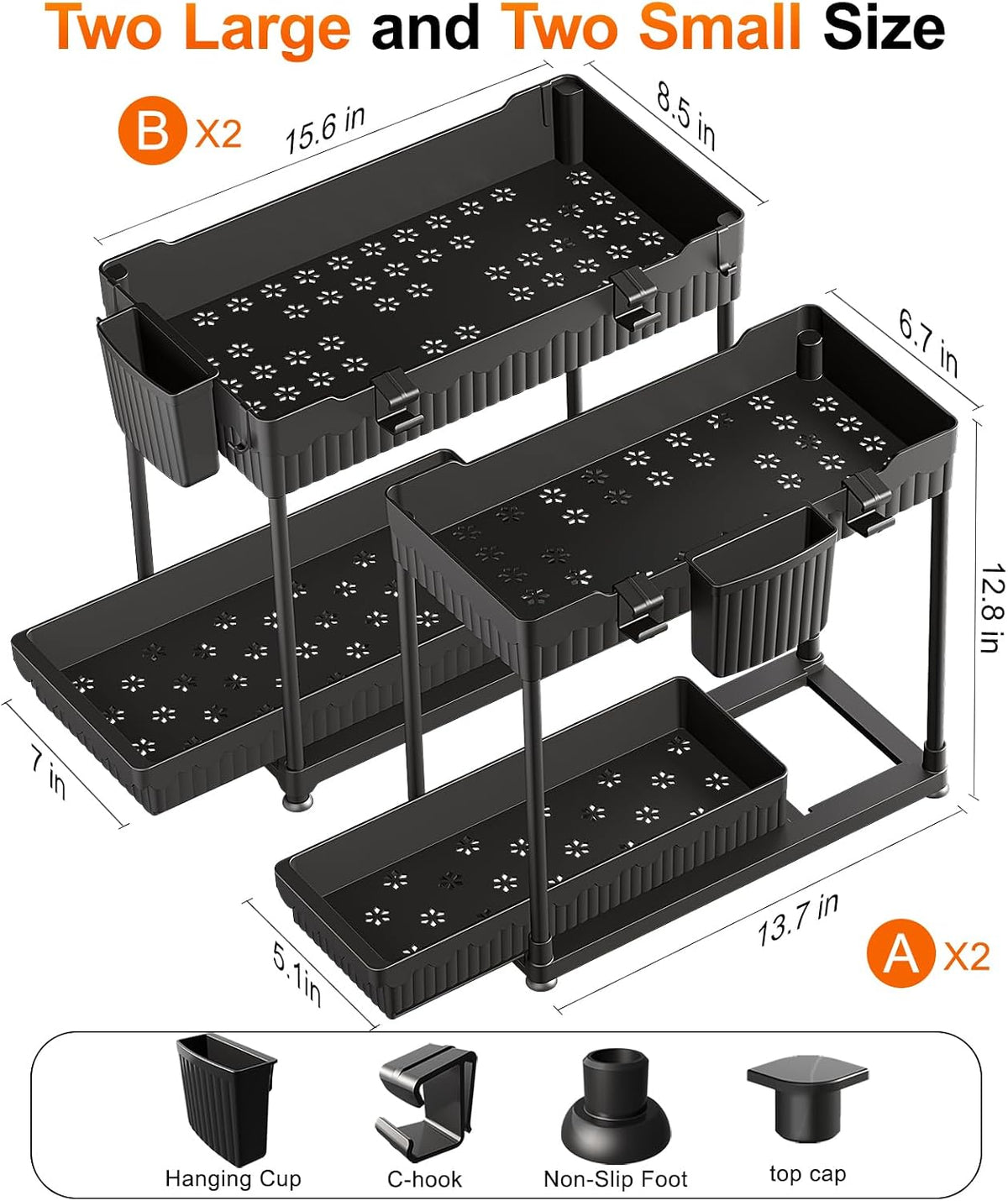 included hanging hooks and removable cups for small-item organization