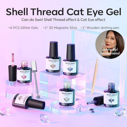 included magnetic stick for cat eye effects and wooden dot pen for texture work