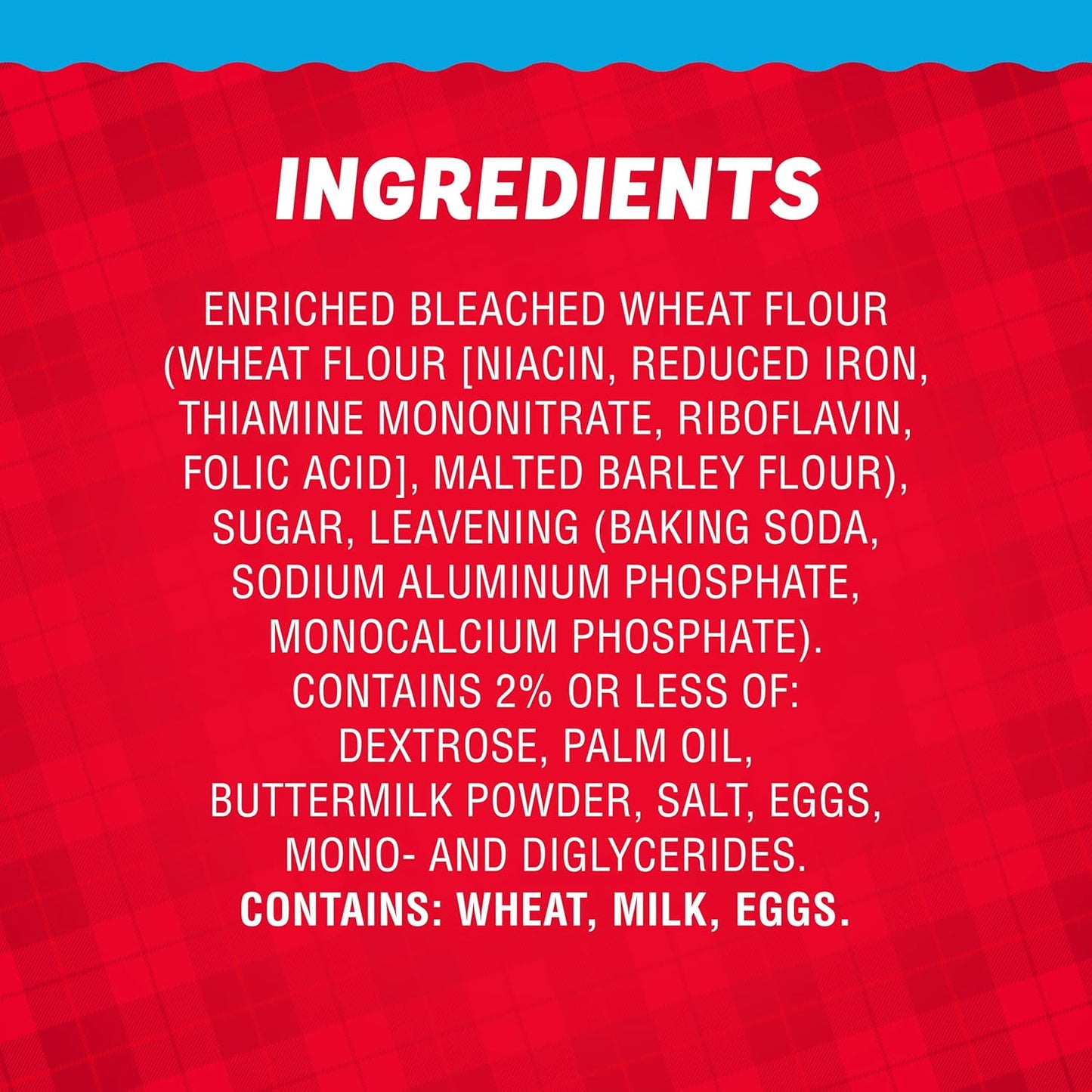 includes leavening agents (sodium bicarbonate, sodium aluminum pyrophosphate, monocalcium phosphate) for consistent rise