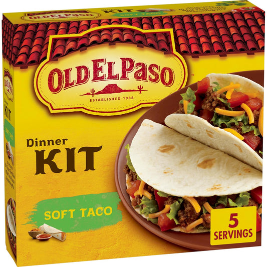 includes soft taco shells, taco sauce, and seasoning mix in one box