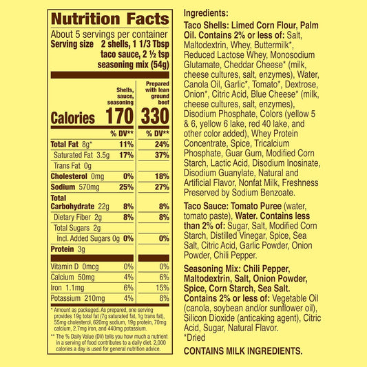 includes taco sauce and seasoning mix in one box