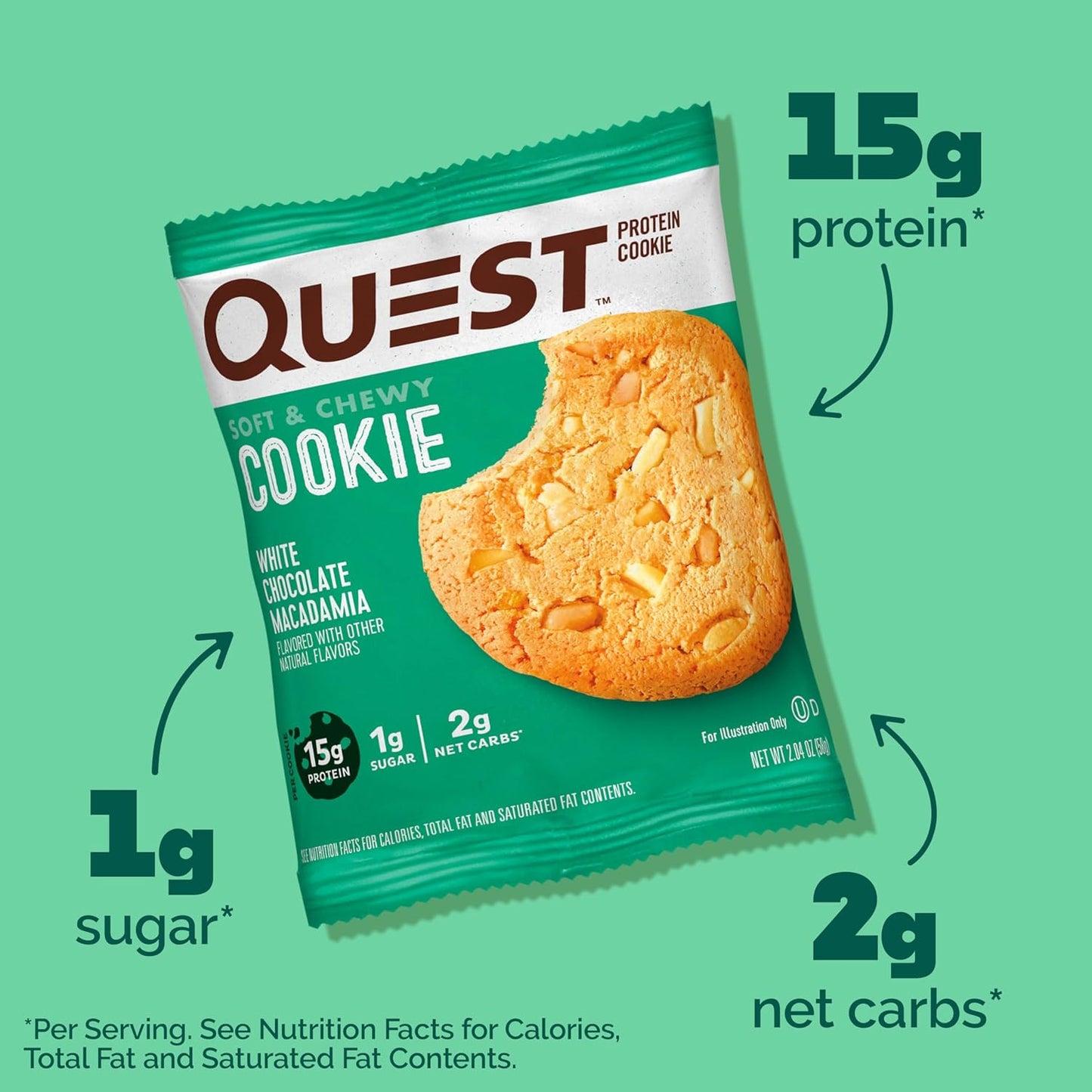 individually wrapped 2.08 oz (59g) cookies in a 4-count carton