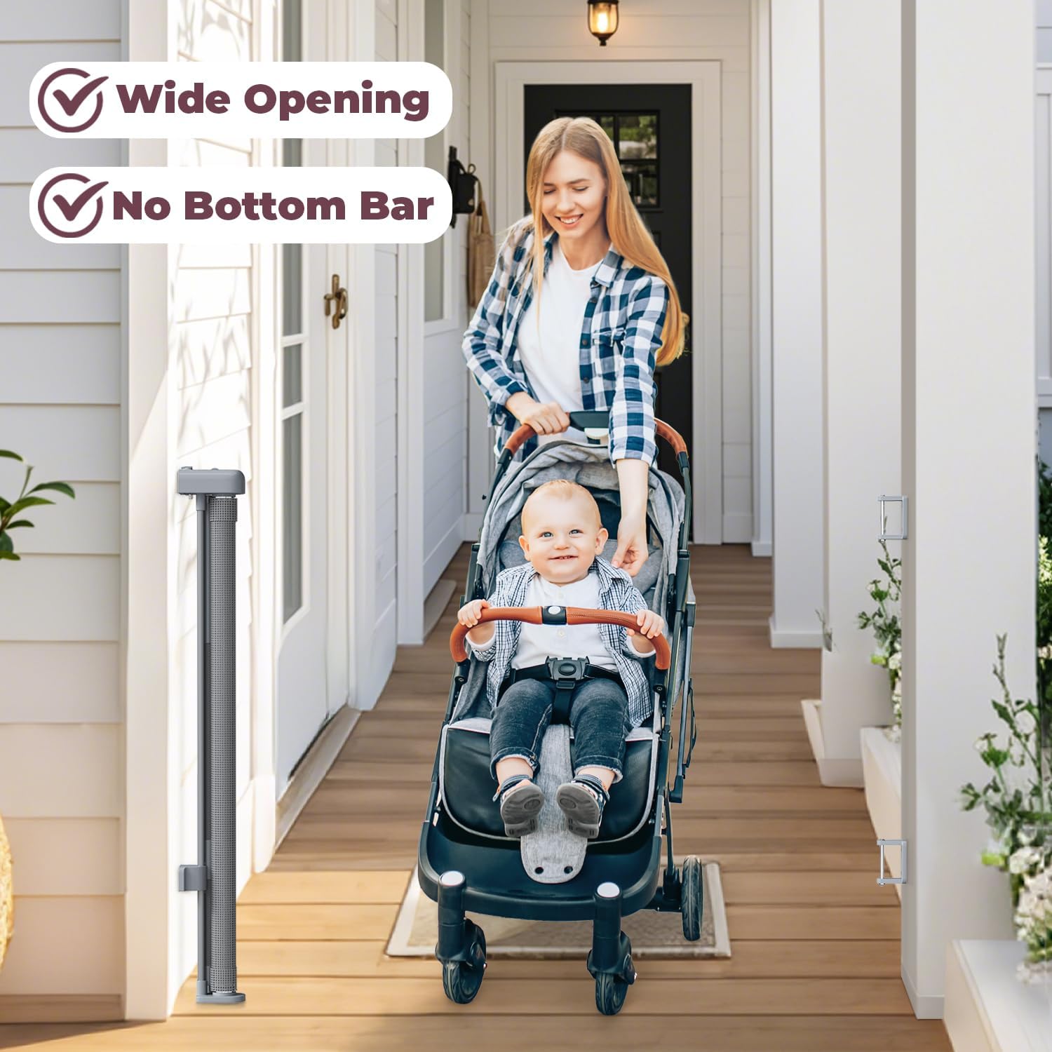 indoor/outdoor-rated mesh and metal frame for stairs, hallways, decks, and porches