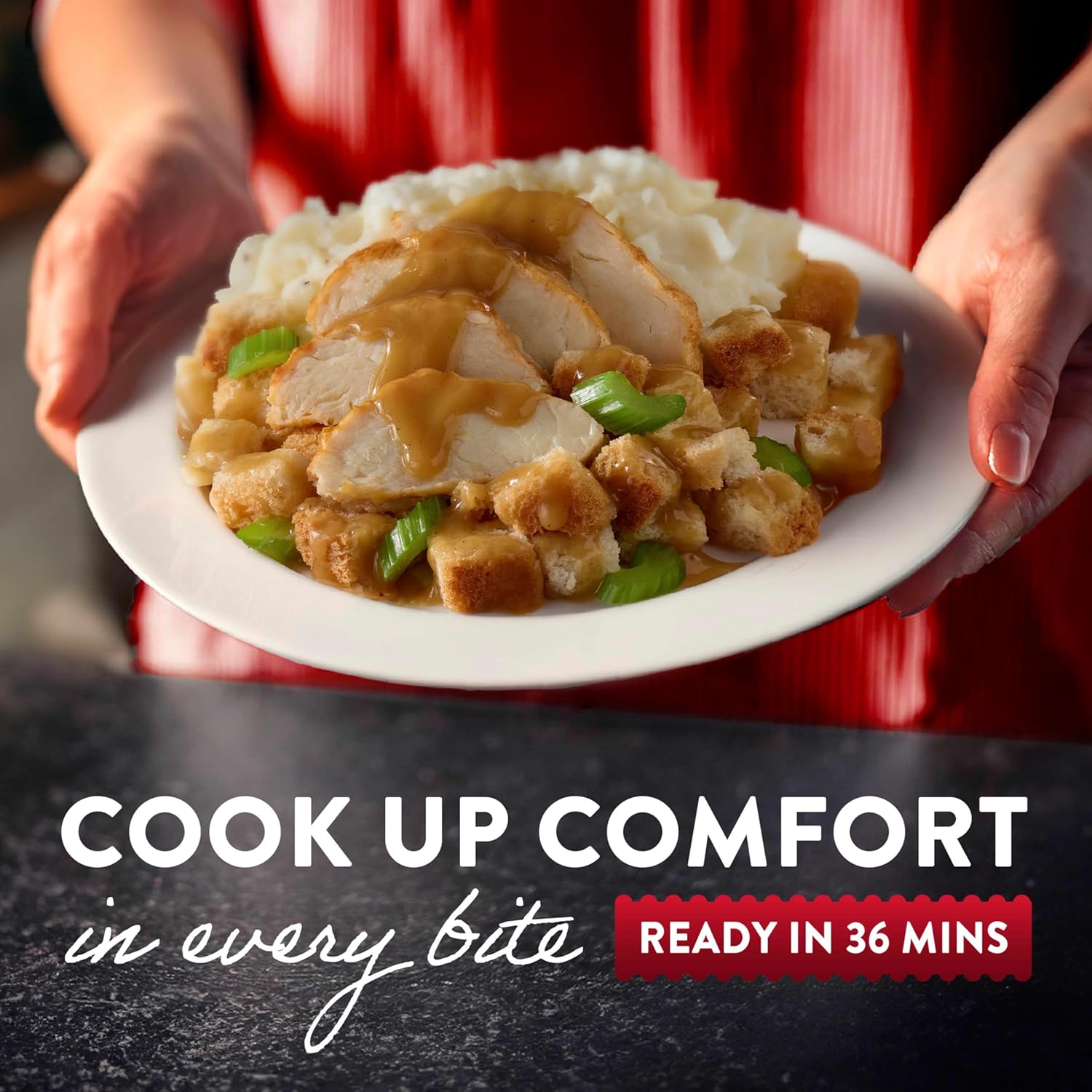 ingredients include cream, croutons, and seasonings for homemade-style taste
