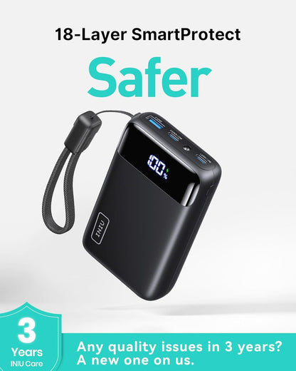 INIU 20000mAh USB-C Power Bank for Students and Young Professionals, All-Day Laptop and Phone Charger with Digital Display