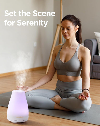 InnoGear Essential Oil Diffuser – Yoga and Meditation Companion, Silent Ultrasonic Mist with 7 Mood Lights