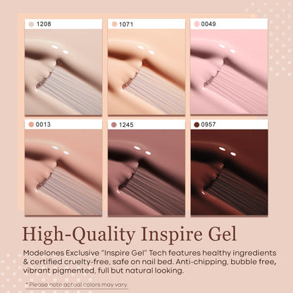 inspire gel technology delivering 28+ day wear with no peeling, bubbling, or chipping in only 3 minutes cure time