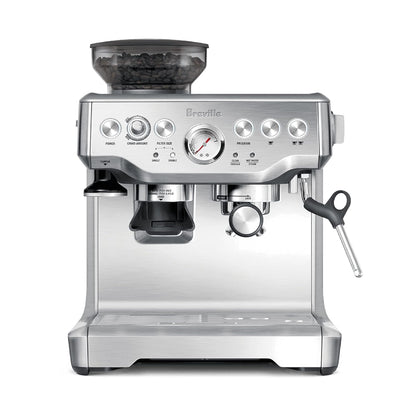 integrated conical burr grinder with adjustable grind amount and dose control
