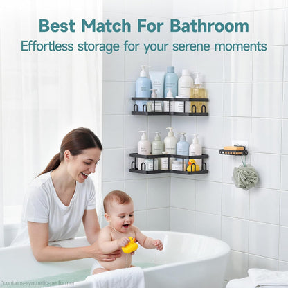 integrated hooks plus a separate soap dish in each caddy