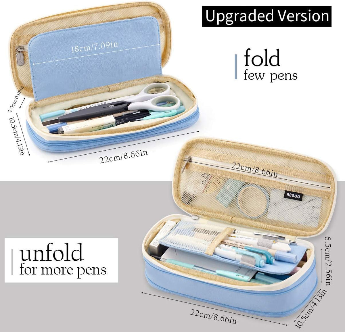 internal mesh bag for small stationery like erasers and stickers