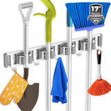 reliahom Broom Holder Wall Mount Mop Hanger Less-Is-More Utility Room Wall Organizer in Silver and Gray