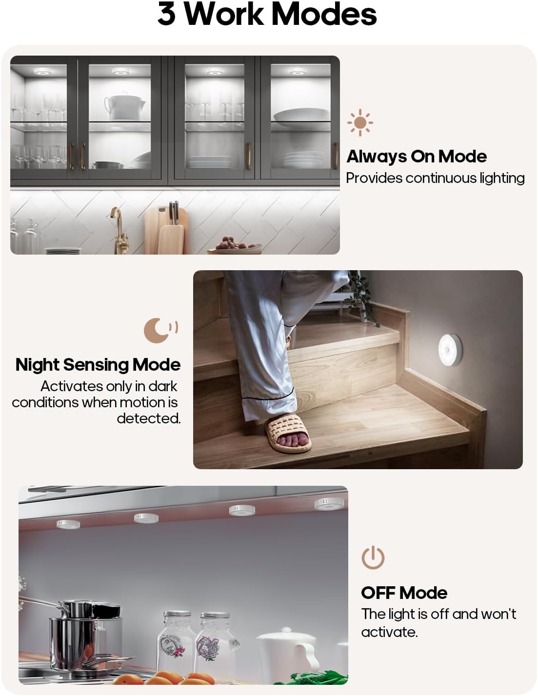 ir remote offering 10 brightness levels (10%–100%) and 15/30/60/120-minute timers
