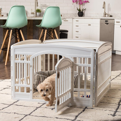 IRIS USA 24" Dog Playpen with Door, 4-Panel Small Dog Playpen, No-Chew Heavy-Duty Plastic for Safe Indoor Use