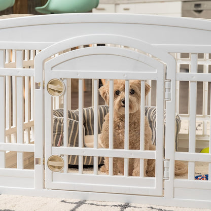 IRIS USA 24" Dog Playpen with Door, 4-Panel Small Dog Playpen, No-Chew Heavy-Duty Plastic for Safe Indoor Use